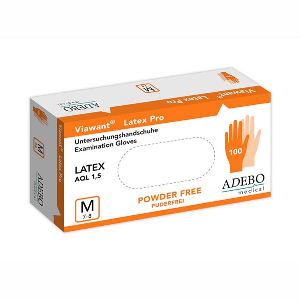 Einweghandschuhe Latex, puderfrei, weiß, "Viawant Latex Pro", 100 Stück/Box | Größe M 
