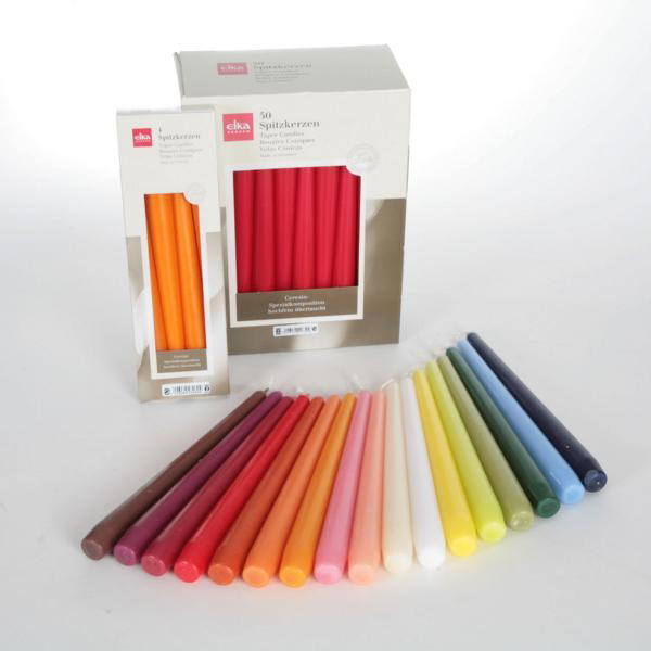 Spitzkerzen 245 x 24 mm, 50 Stück/Pack | Farbe herbal green