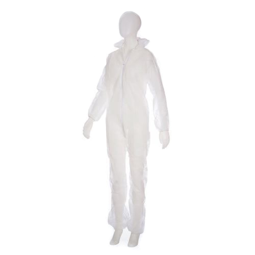 Einwegoverall mit Kapuze und Reißverschluss, weiß, 100% Polypropylen, 40 g | Größe L 
