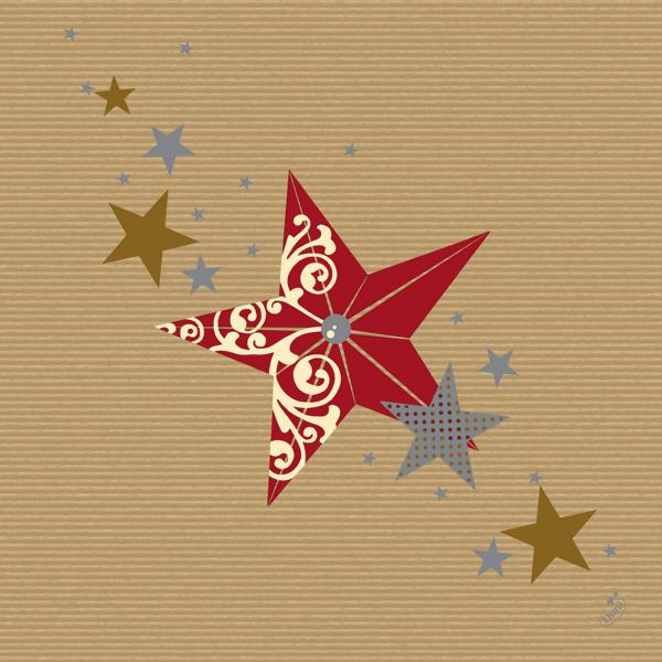 Dunilin Servietten 40 x 40 cm, 50 Stück/Pack | mit Motiv Walk Of Fame Red Kraft 