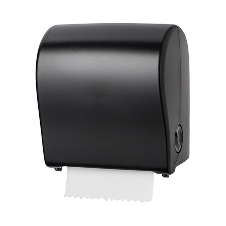 Rollenhandtuchspender Kunststoff "Mini" manueller Papiertransport | schwarz/transparent 