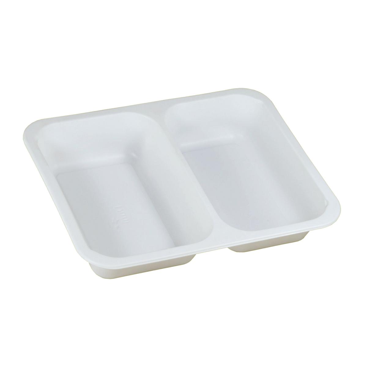 *Menüschale PP "Caterline" siegelfähig 2-geteilt, eckig, 227 x 178 x 40 mm | 216 Stück weiß 
