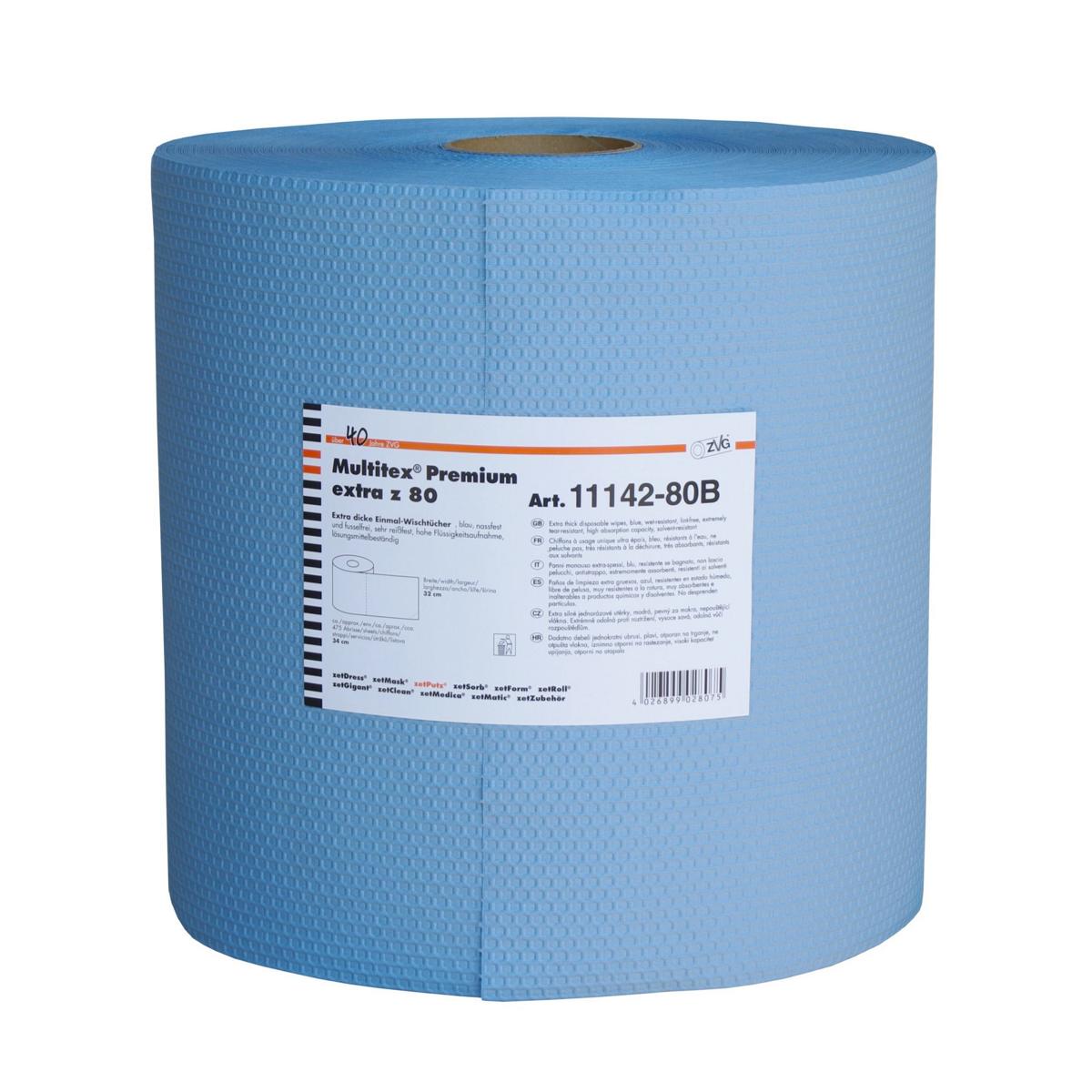 Putztuchrolle Multitex®Premium extra z 80, blau, 34 x 32 cm, 475 Blatt/Rolle | 1 Rolle 