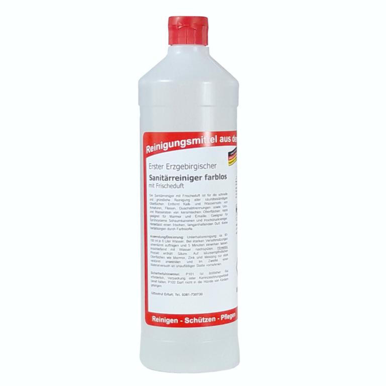 Erster Erzgebirgischer Sanitärreiniger farblos | 1 Liter Rundflasche 
