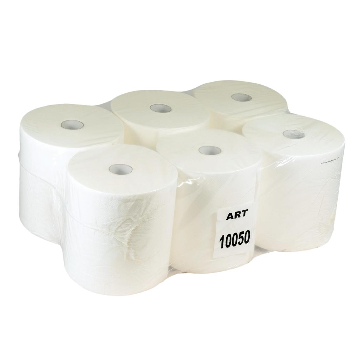 Papierhandtücher Rollenhandtücher Außenabrollung 2-lagig, 100% Zellstoff weiß, 140 m, "CON ROLL", endlos | 6 Rollen 