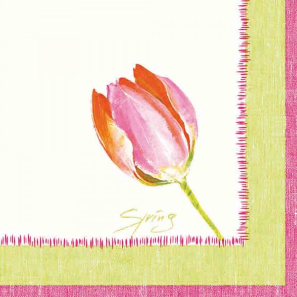 Dunilin Servietten 40 x 40 cm, 50 Stück/Pack | mit Motiv Pink Tulip 