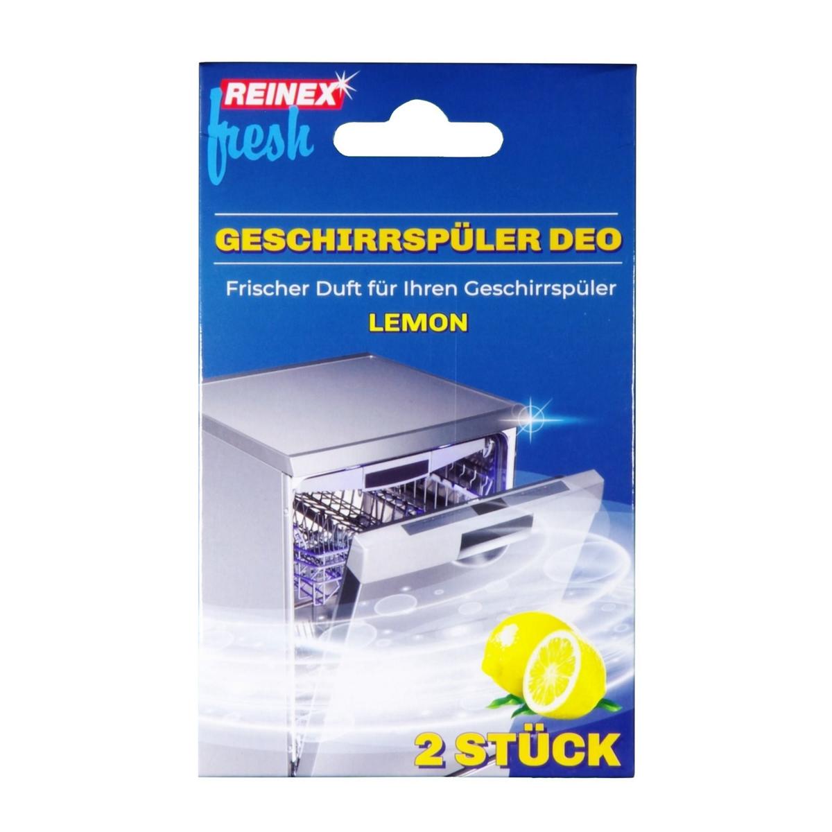 REINEX fresh Geschirrspüler-Frischeduft, Zitrone | 2 Stück/Pack 