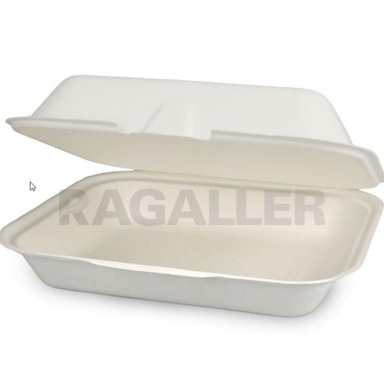 *Menü-Box Bagasse ungeteilt, 24 x 20 x 8 cm, weiß | 200 Stück 
