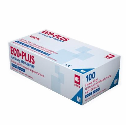 Einweghandschuhe Vinyl puderfrei "ECO-PLUS", weiß, 100 Stück/Box | Größe XL 
