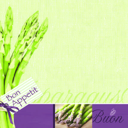 Dunilin Servietten 40 x 40 cm, 50 Stück/Pack | mit Motiv Spargel 
