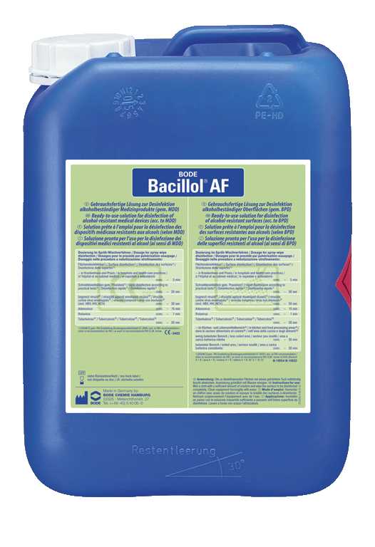 Bacillol AF, aldehydfreie, alkoholische Schnelldesinfektion für Flächen | 5 Liter 
