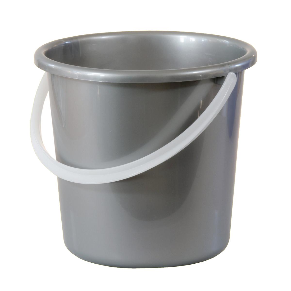Eimer rund, Universaleimer mit Kunststoffhenkel, 5 Liter | silber 