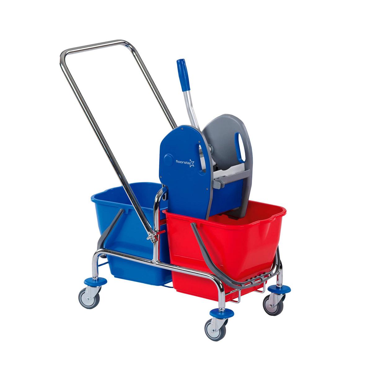 Reinigungswagen "Solid" Doppelfahrwagen, verchromt | 2 x 25 Liter 