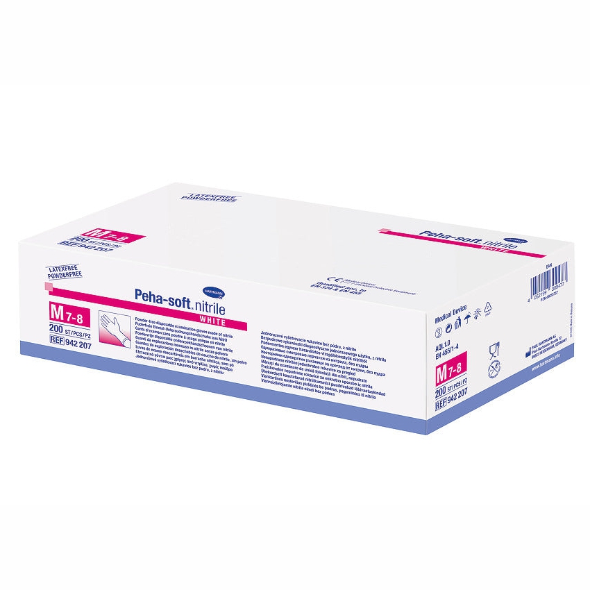 Einweghandschuhe Nitril puderfrei, "Peha-soft® nitrile", weiß,  200 Stück/Box | Größe S