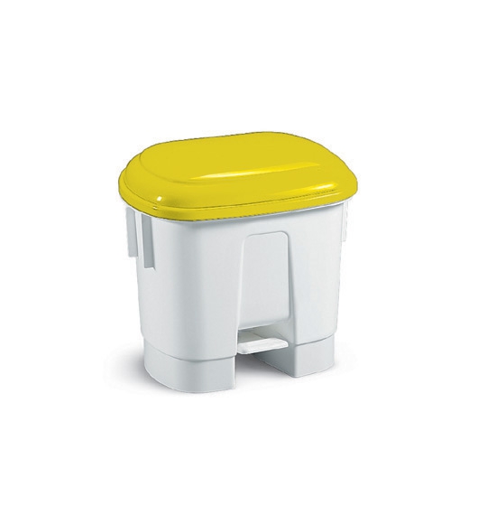 Abfallbehälter, Treteimer 30 Liter "Derby" | weiß-gelb 
