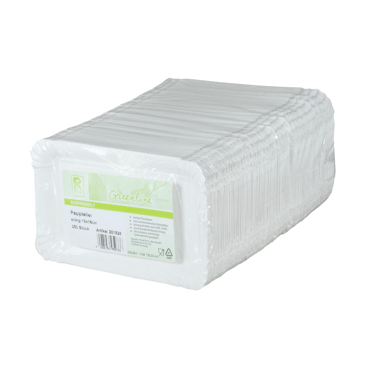 *Pappteller eckig 10 x 16 cm | 250 Stück 