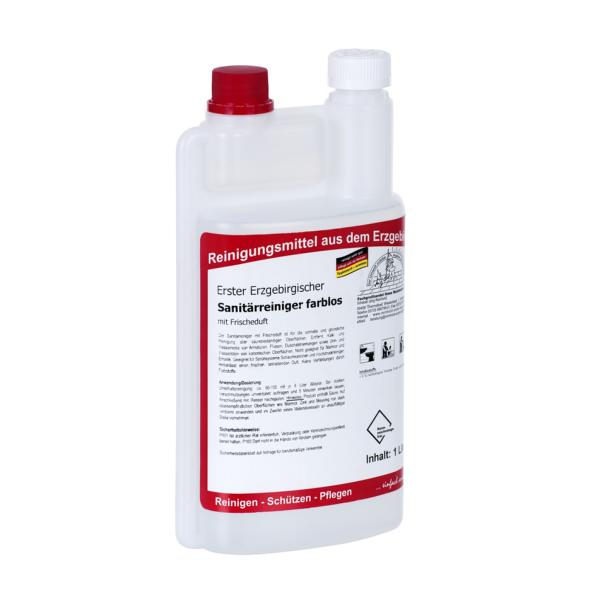 Erster Erzgebirgischer Sanitärreiniger farblos | 1 Liter Dosierflasche 
