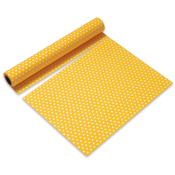 PAPER+DESIGN Tischläufer Airlaid, 360 x 40 cm, perforiert 30 cm, für 12 Tischset | Punkte gelb