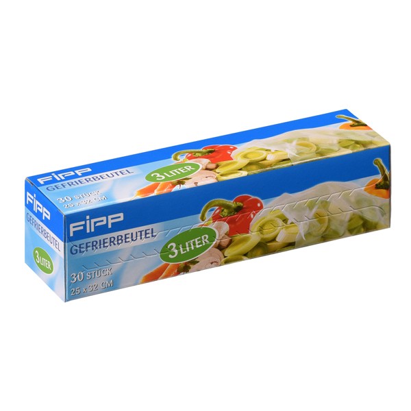 *Gefrierbeutel 250 x 320 mm (ca. 3 Liter) mit Clipsen | 30 Stück/Rolle 
