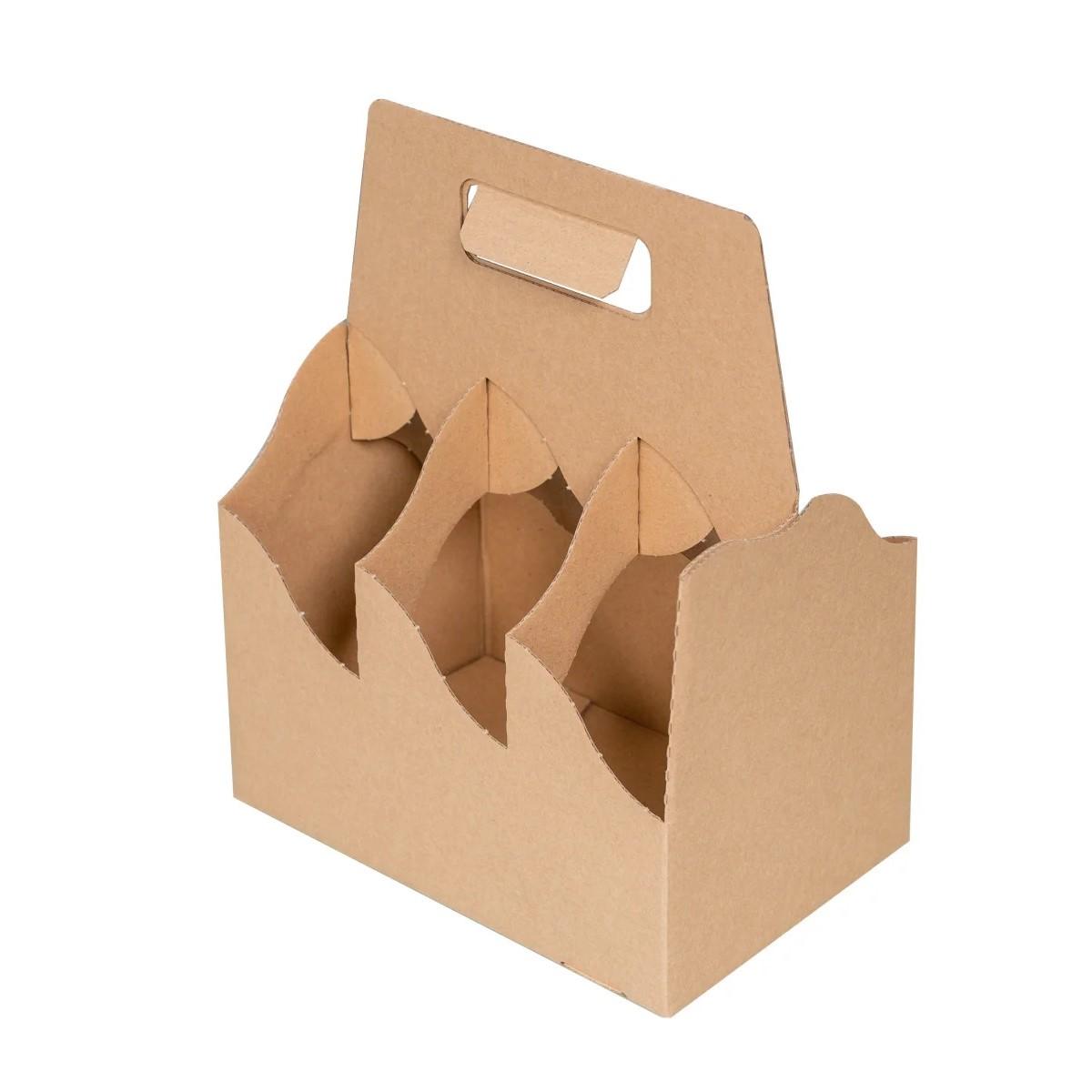 *Verpackungskarton/Flaschentragetasche/Lebensmittelverpackung braun, neutral, für 6 Flaschen | 25 Stück 
