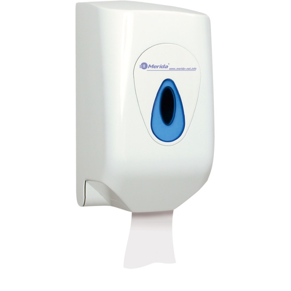 Rollenhandtuchspender "Merida Top Mini" manueller Papiertransport, Innenabrollung | weiß/blau 

