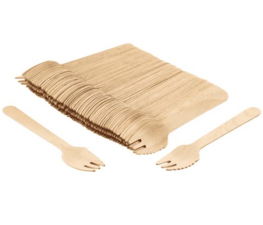 Kuchengabeln/Snackgabeln mit Säge, Holz, 135 mm | 100 Stück 