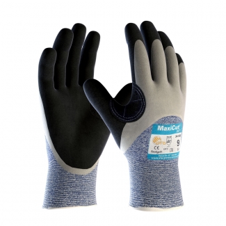 Schnittschutz-Strickhandschuhe MaxiCut® Oil | hellblau/schwarz | Größe 9 