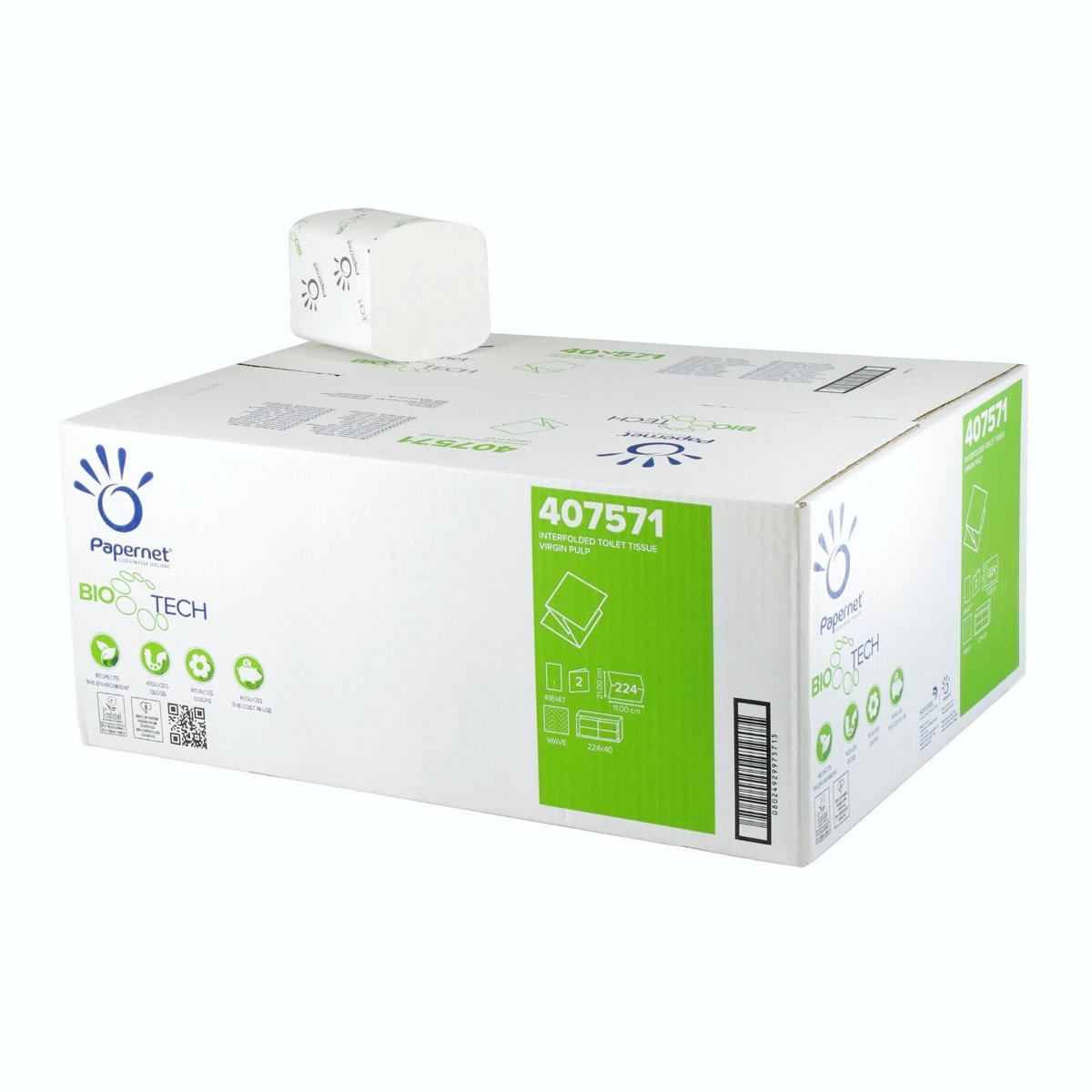 Toilettenpapier Einzelblatt 2-lagig, weiß  | 40 x 224 Blatt/Karton (=8960 Blatt)