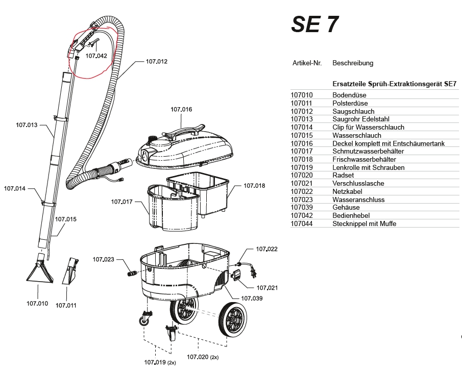 Zubehör/Ersatzteil: Bedienhebel für Sprühextraktionsgerät SE7 | 107042 
