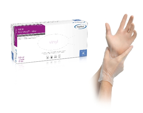 Einweghandschuhe Vinyl gepudert "MaiMed®-vinyl", transparent, 100 Stück/Box | Größe XL 
