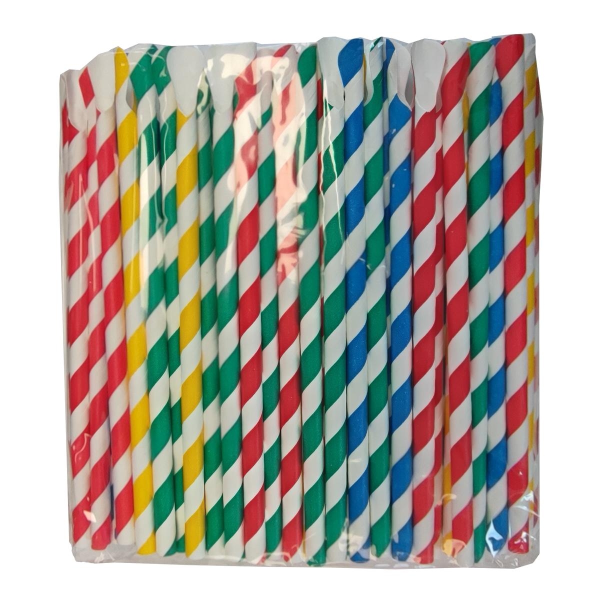 Löffelhalm/Trinkhalm/Strohhalm Papier, farbig gemischt | 125 Stück 
