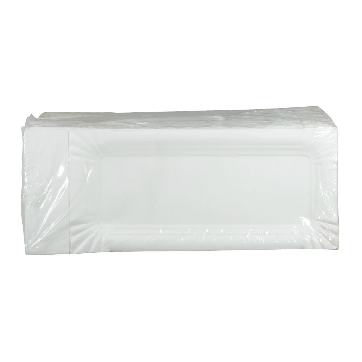 *Pappteller mit Abriss eckig 8 x 18 x 3 cm, weiß Frischfaser | 250 Stück 