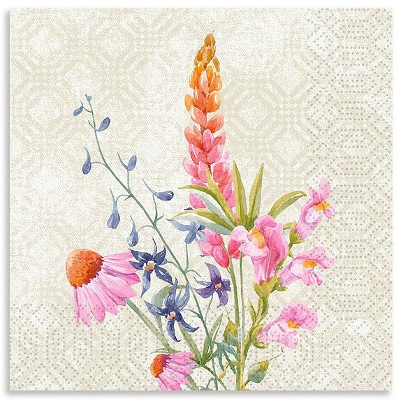 DUNI Zelltuch-Servietten 33 x 33 cm, 3-lagig, 1/4 Falz, 250 Stück/Pack | mit Motiv Floret 
