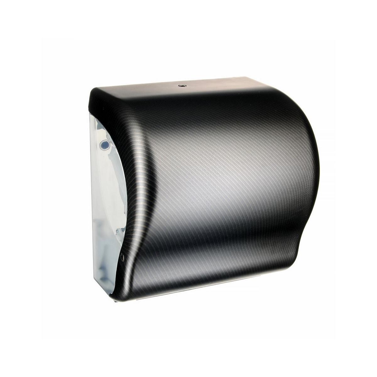 Rollenhandtuchspender "LUX CUT" manueller Papiertransport | carbon matt/transparent 
