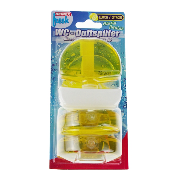 Reinex® WC-Duftspüler flüssig, 1 Körbchen + 3 Nachfüller | Lemone 3 x 55 ml 
