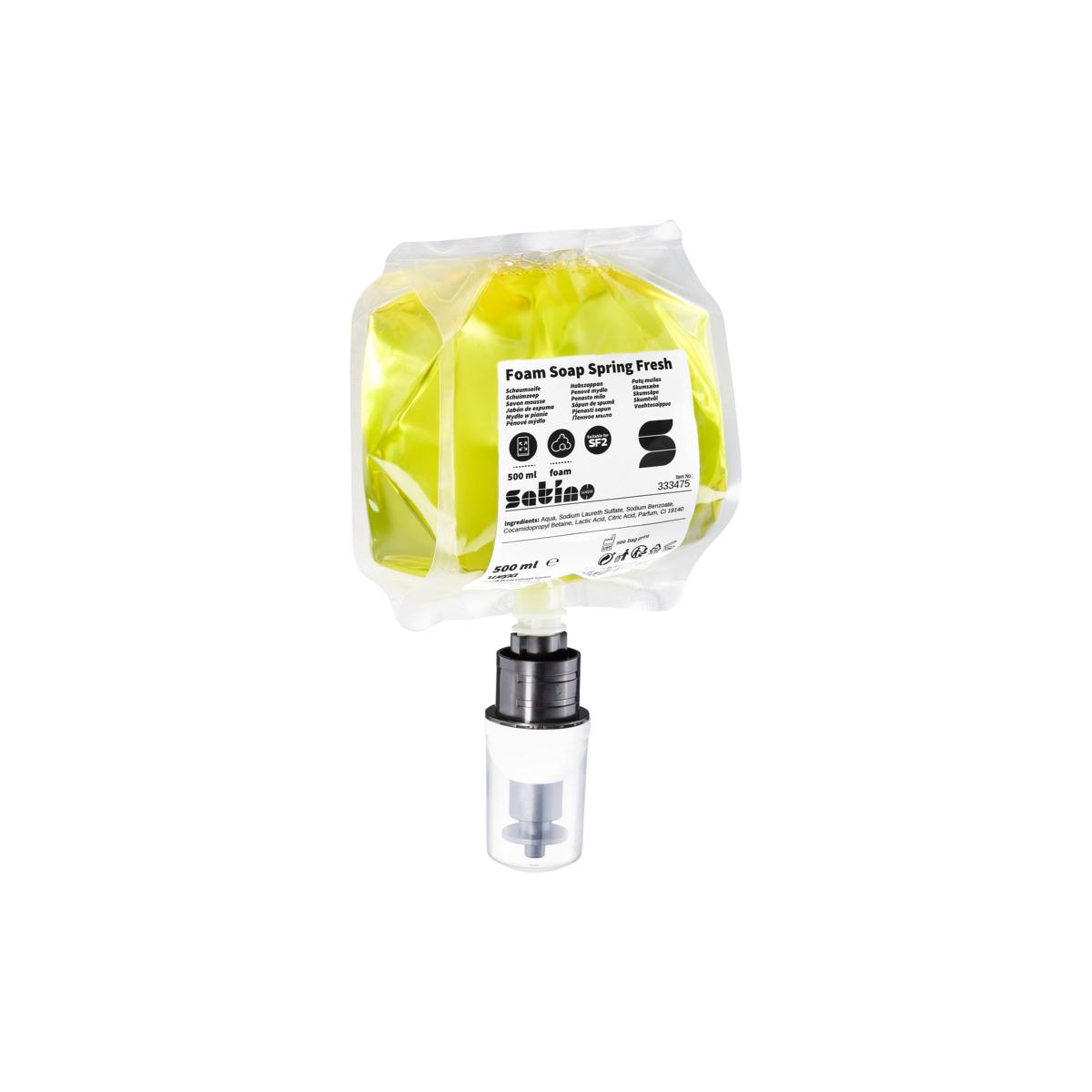 Seifen-Schaum-Patrone "Satino-Spring Fresh", Einwegkartusche mit Pumpe | 500 ml 