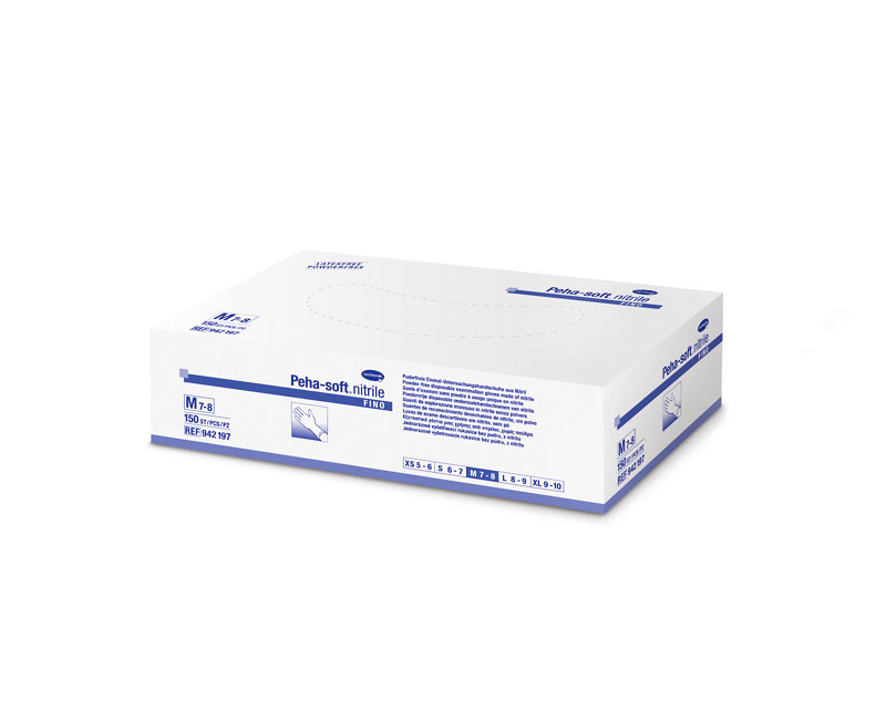 Einweghandschuhe Nitril, puderfrei, blau, "Peha-soft® nitrile fino powderfree" 150 Stück/Box | Größe M