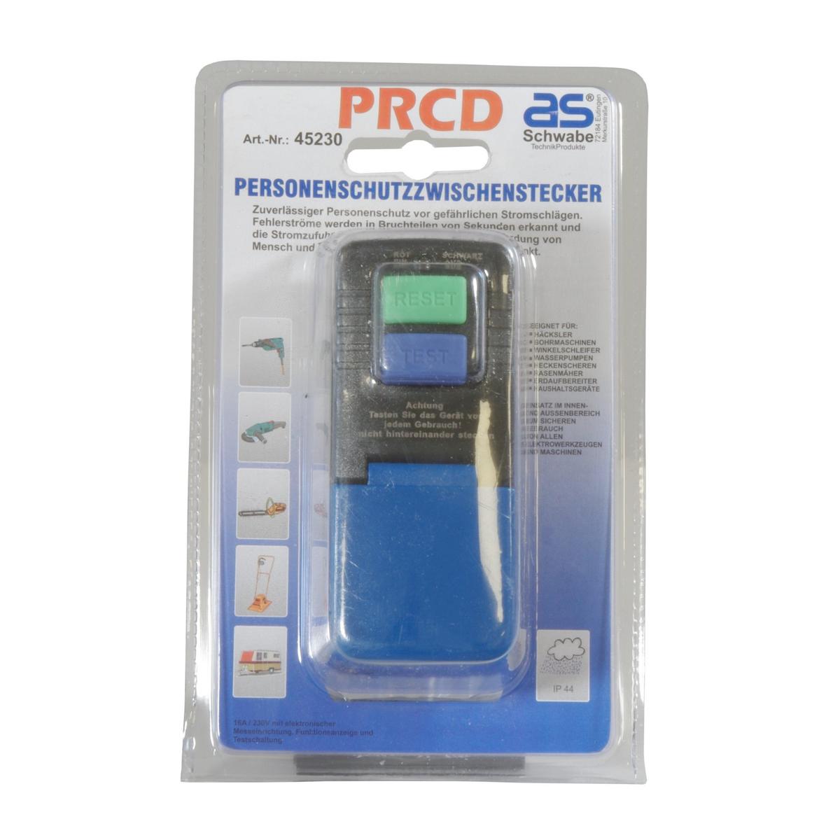 Mietgebühr für Personenschutz-Zwischenstecker mit PRCD 230V Schwarz IP44 (Mietgerät 99943) 
