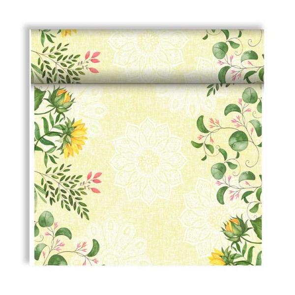 Dunicel Tischläufer 0,4 x 24 m | Tete-á-Tete Motiv Sunflower 
