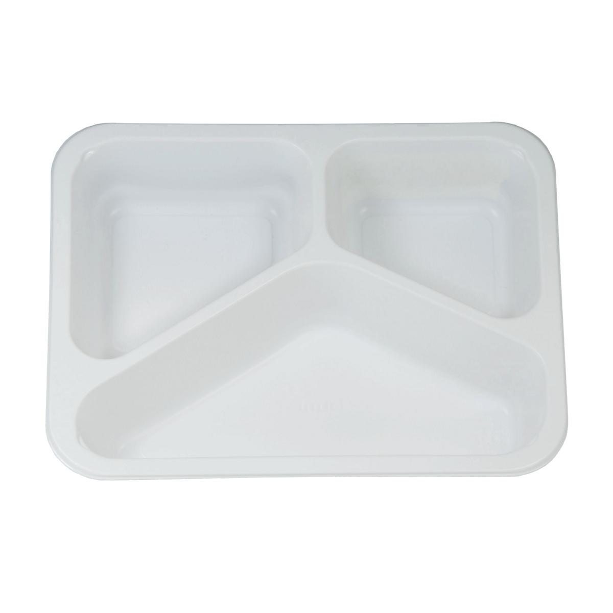*Menüschale PP "Caterline" siegelfähig 3-geteilt, eckig, 227 x 178 x 40 mm | 216 Stück weiß 
