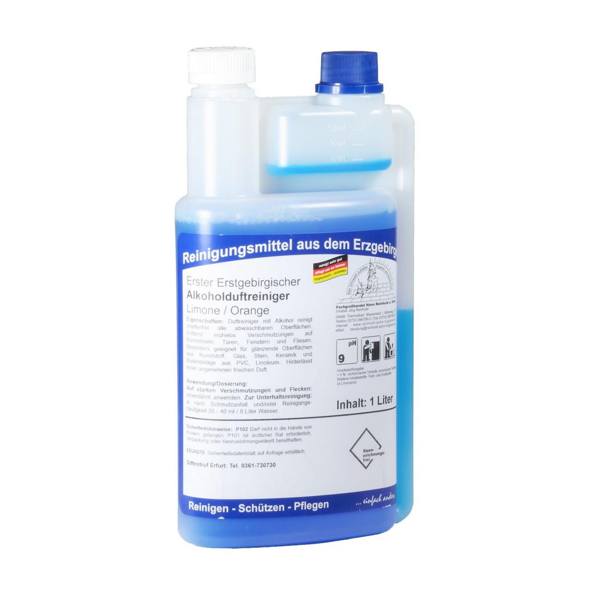 Erster Erzgebirgischer Alkohol-Duftreiniger Limone/Orange | 1 Liter Dosierflasche 
