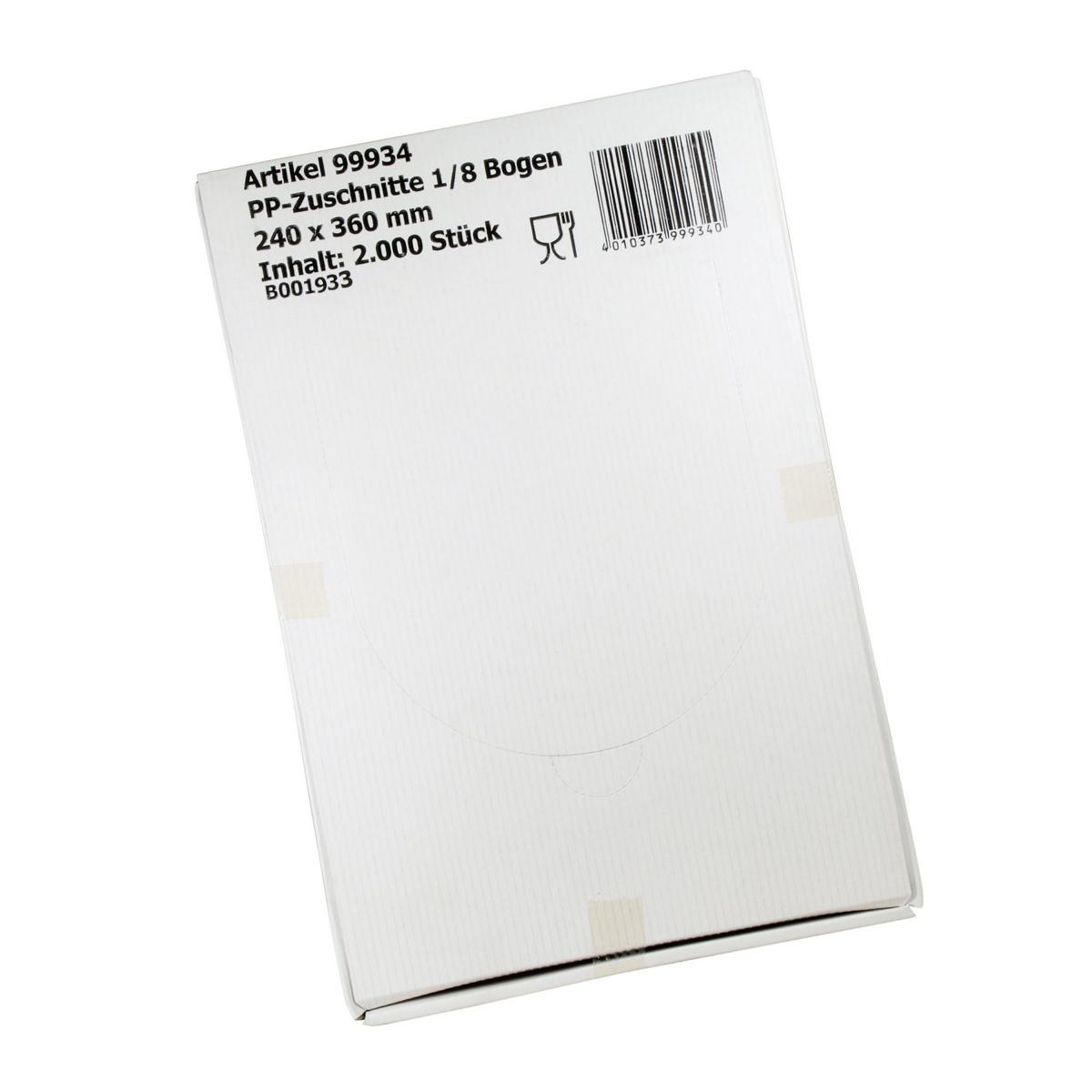 *PP Zuschnitte 24 x 36 cm, 12 my, 1/8 Bogen  | 10.000 Bogen 
