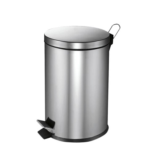 Abfallbehälter, Treteimer 20 Liter, rund | Edelstahl matt 

