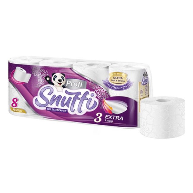 Toilettenpapier 3-lagig, "Snuffy Profi", 250 Blatt/Rolle, weiß | 64 Rollen/Sack 