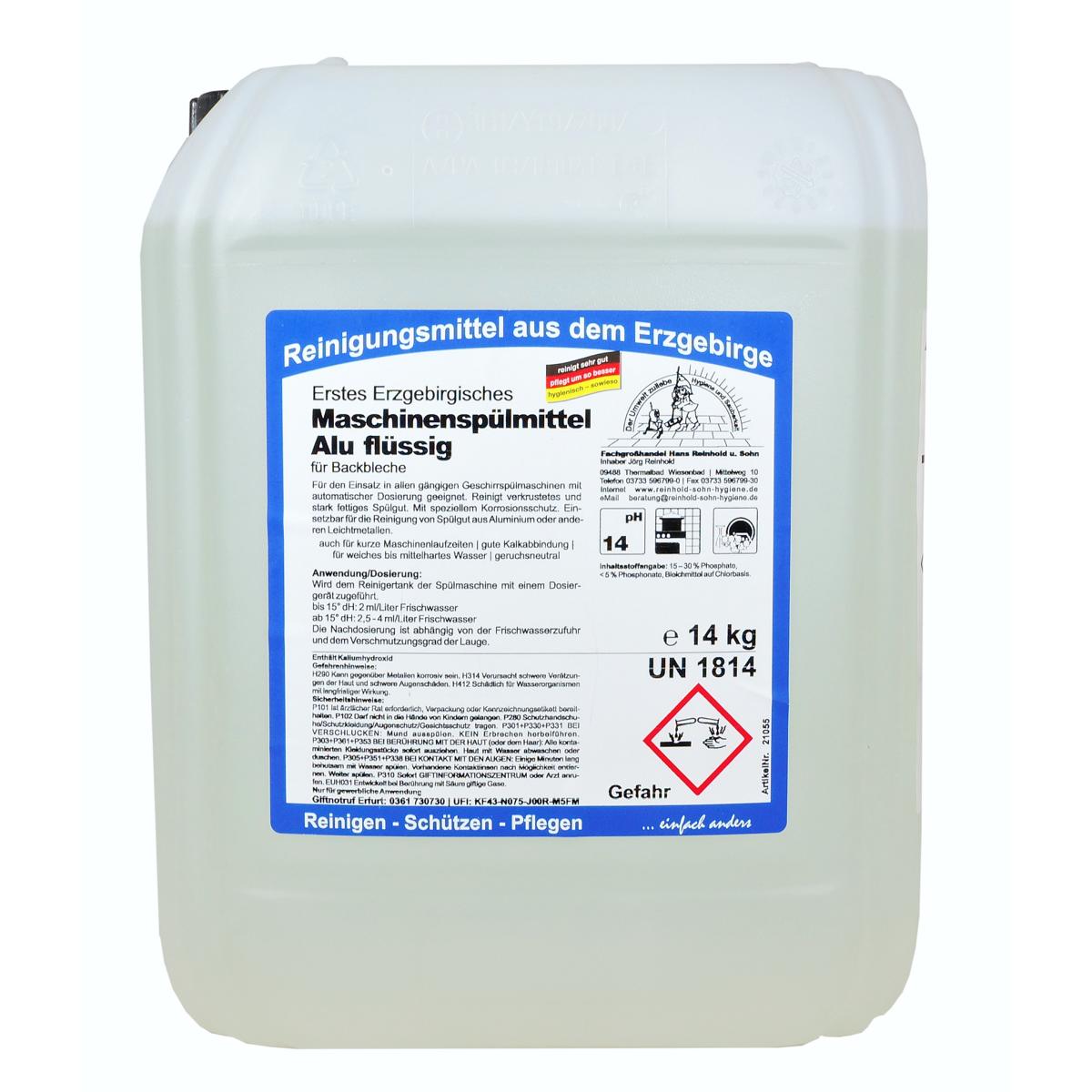 Erstes Erzgebirgisches Maschinenspülmittel Alu flüssig | 14 kg 
