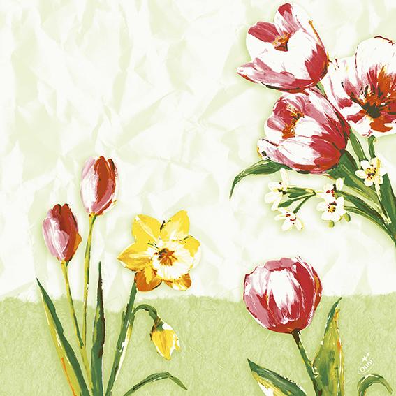 DUNI Zelltuch-Servietten 40 x 40 cm, 3-lagig, 1/4 Falz, 250 Stück/Pack | mit Motiv Red Tulip 
