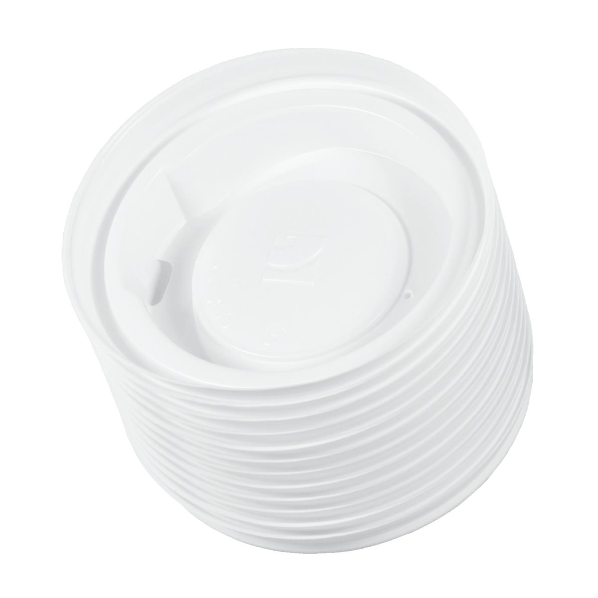 *Deckel mit Trinkloch ( 8/10oz, Ø 80 mm),PS Kunststoff, für Coffee-Cups, weiß | 100 Stück 
