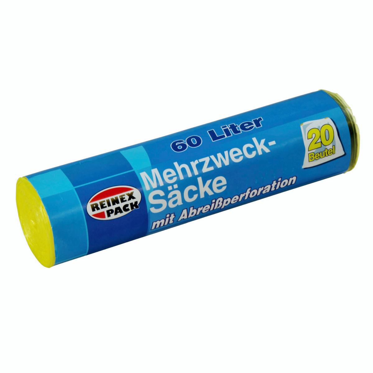 Müllbeutel  60 Liter, 13 µ, mit Zugband, 60 x 72 cm, gelb | 20 Stück/Rolle