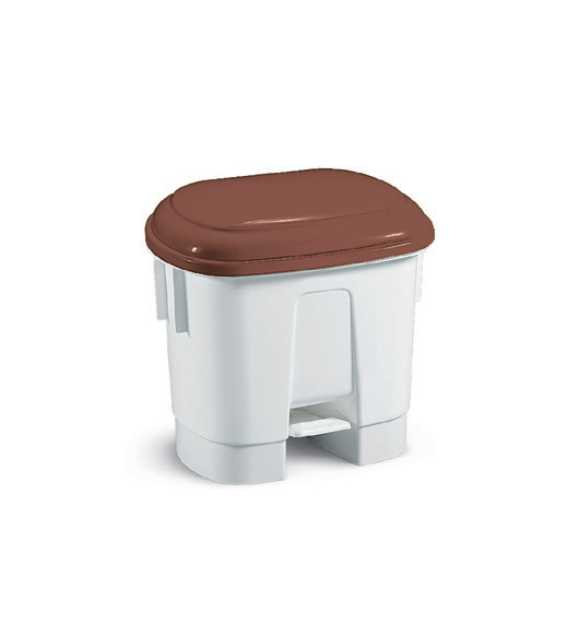 Abfallbehälter, Treteimer 30 Liter "Derby" | weiß-braun 
