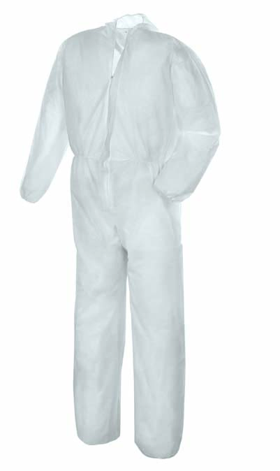 Einwegoverall mit Kapuze und Reißverschluss, weiß, 100% Polypropylen | 35 g 
